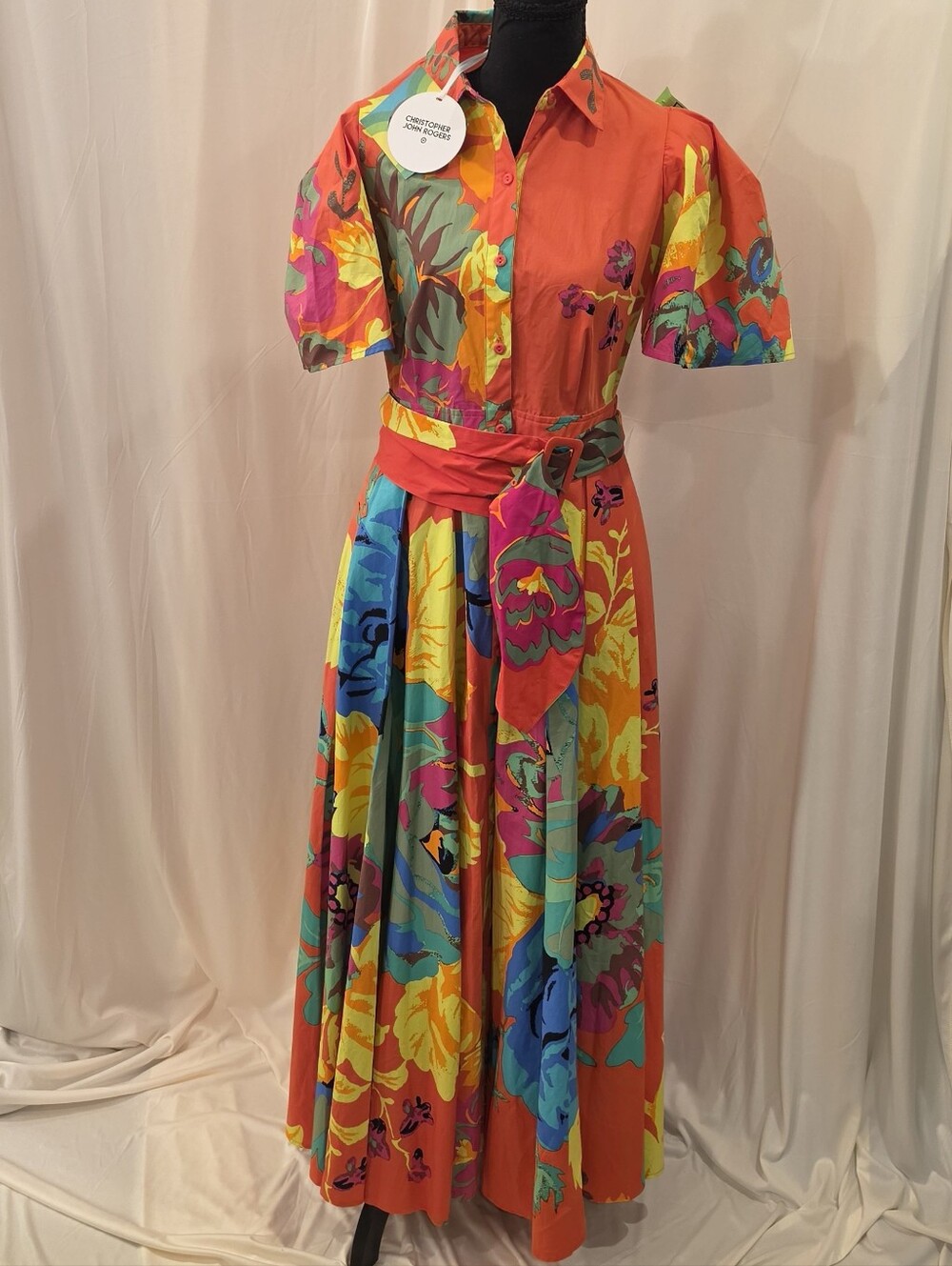 NWT Christopher John Rogers x Target Floral Puff Sleeve Maxi Shirtdress Size 6
